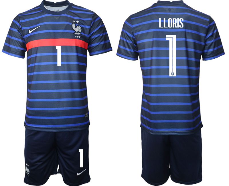 Men 2020-2021 European Cup France home blue #1 Soccer Jersey